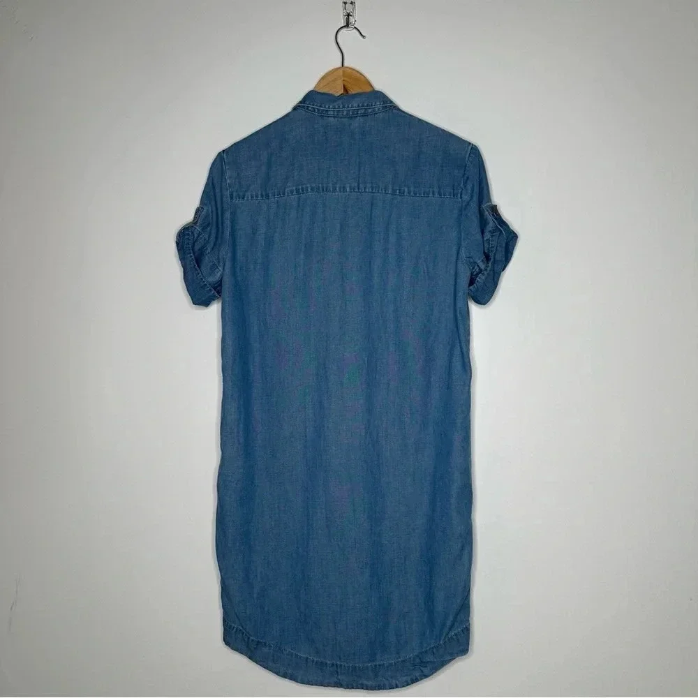 ALLSAINTS Chambray Calla Bay Linen Blend Shirt Dress Size 0 - Picture 10 of 11